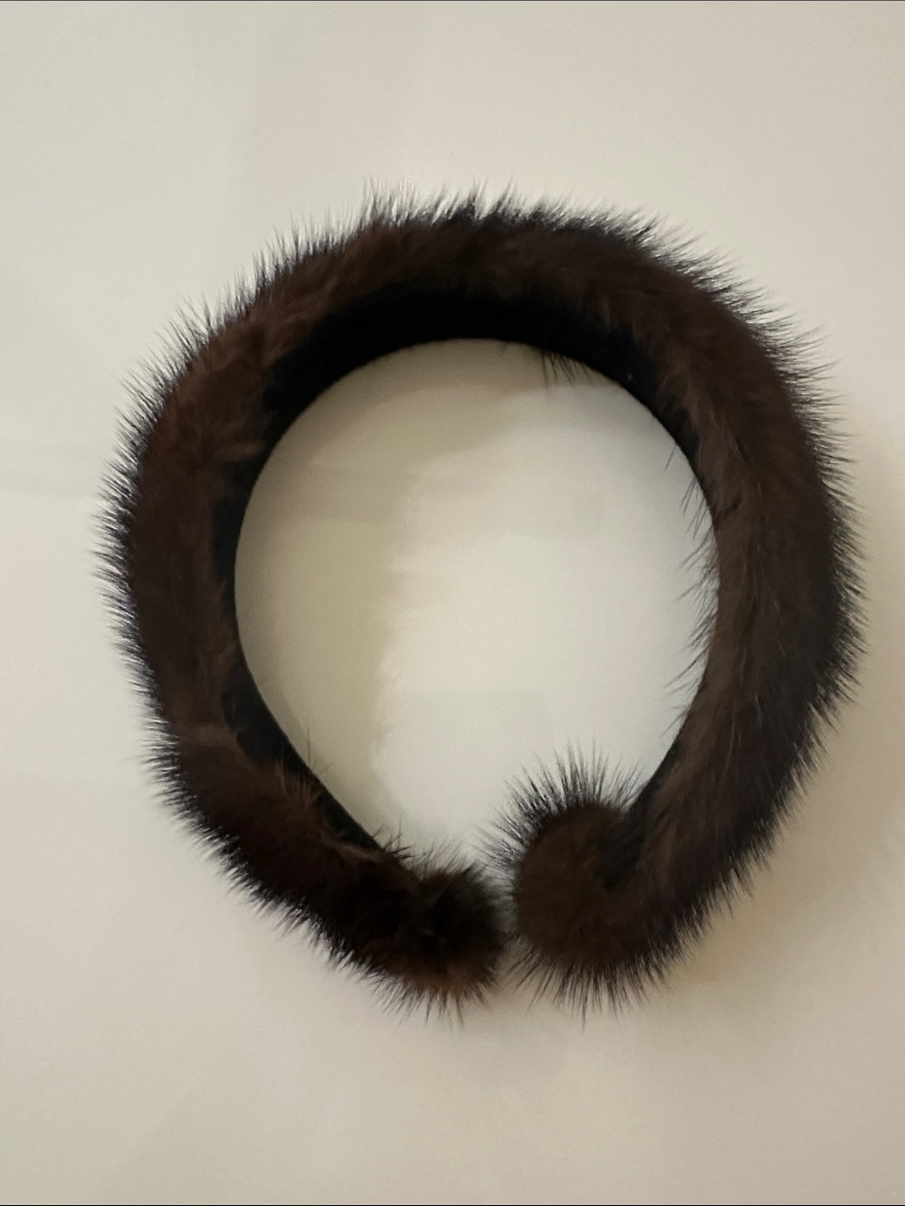 Mink Fur Headband: Chocolate Brown